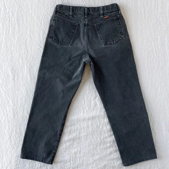‼️SOLD‼️ Vintage Rustler 90s worn in faded black boyfriend jeans - Picture 3 of 8